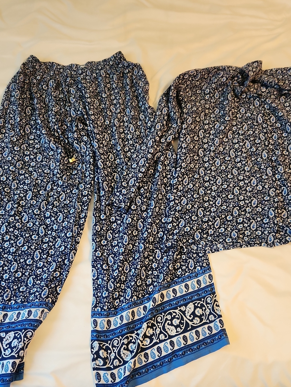 Navy Paisley Two-Piece Set - Blue White Print